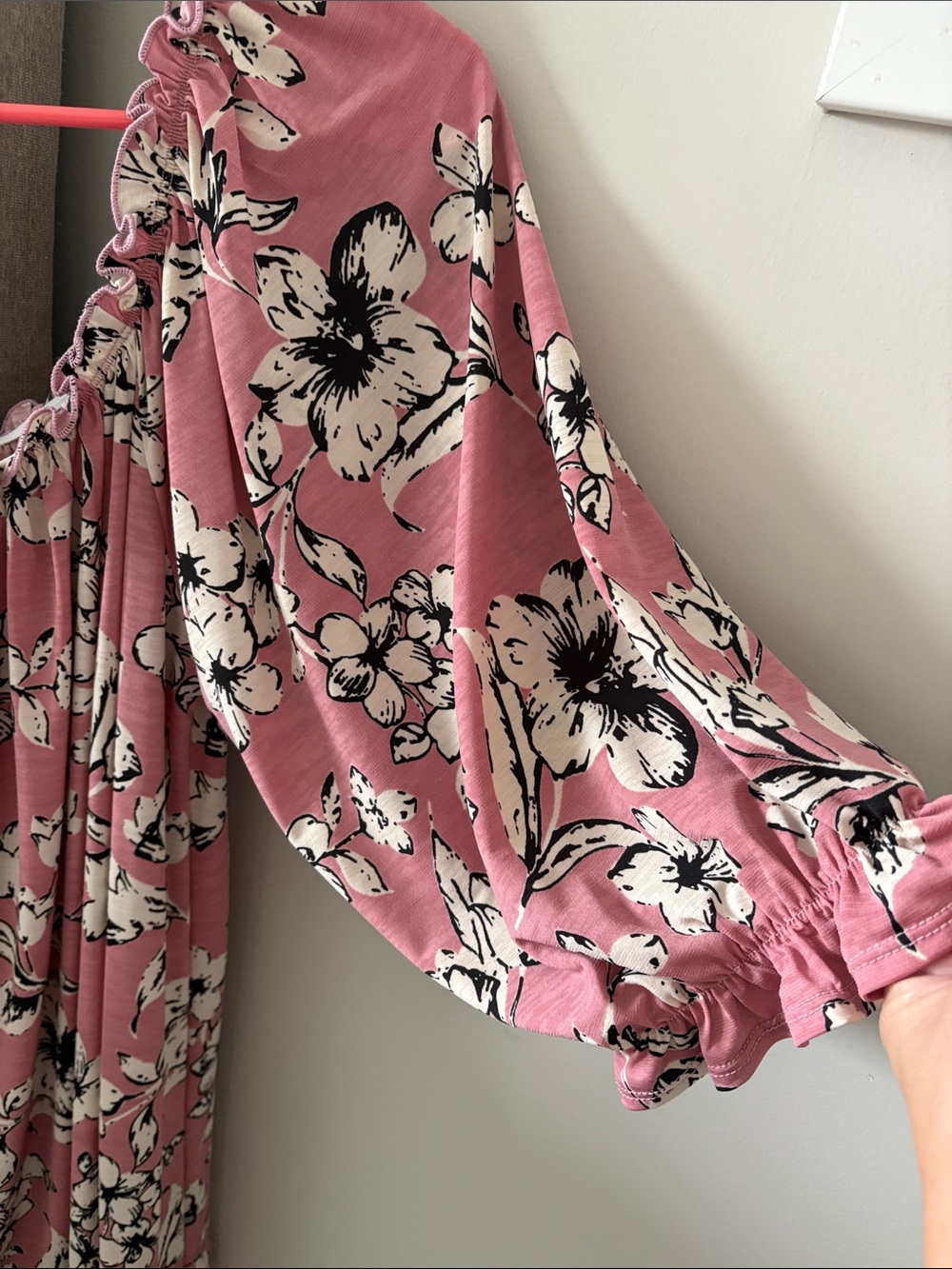 Sew In Love Pink Floral Off-Shoulder Blouse - Picture 3 of 4